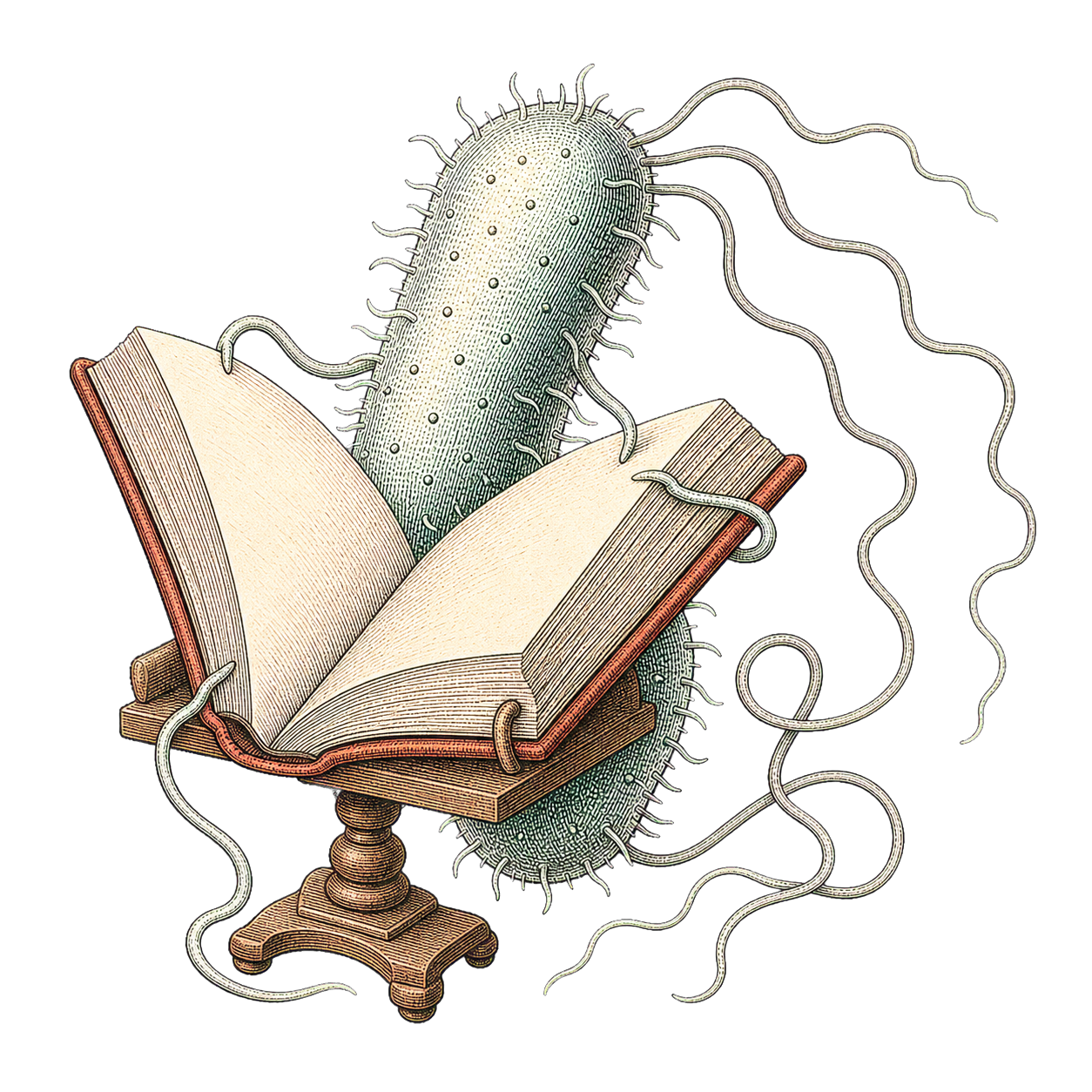 E. coli reading an enormous book